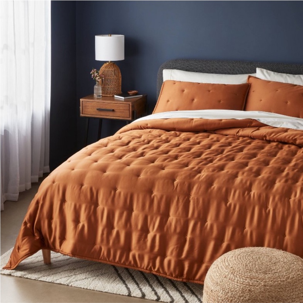 THRESHOLD NWT tencel comforter & sham set -copper -full/queen